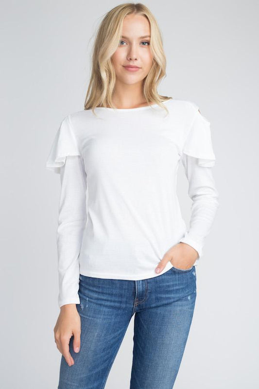 Cold Shoulder Ruffle Long Sleeve