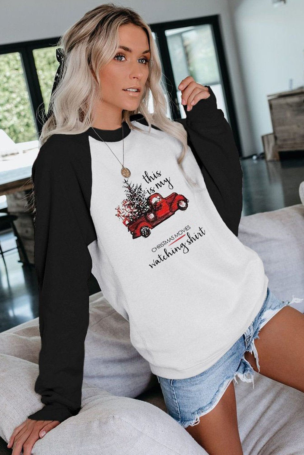 Christmas Printed Loose Sweatshirt