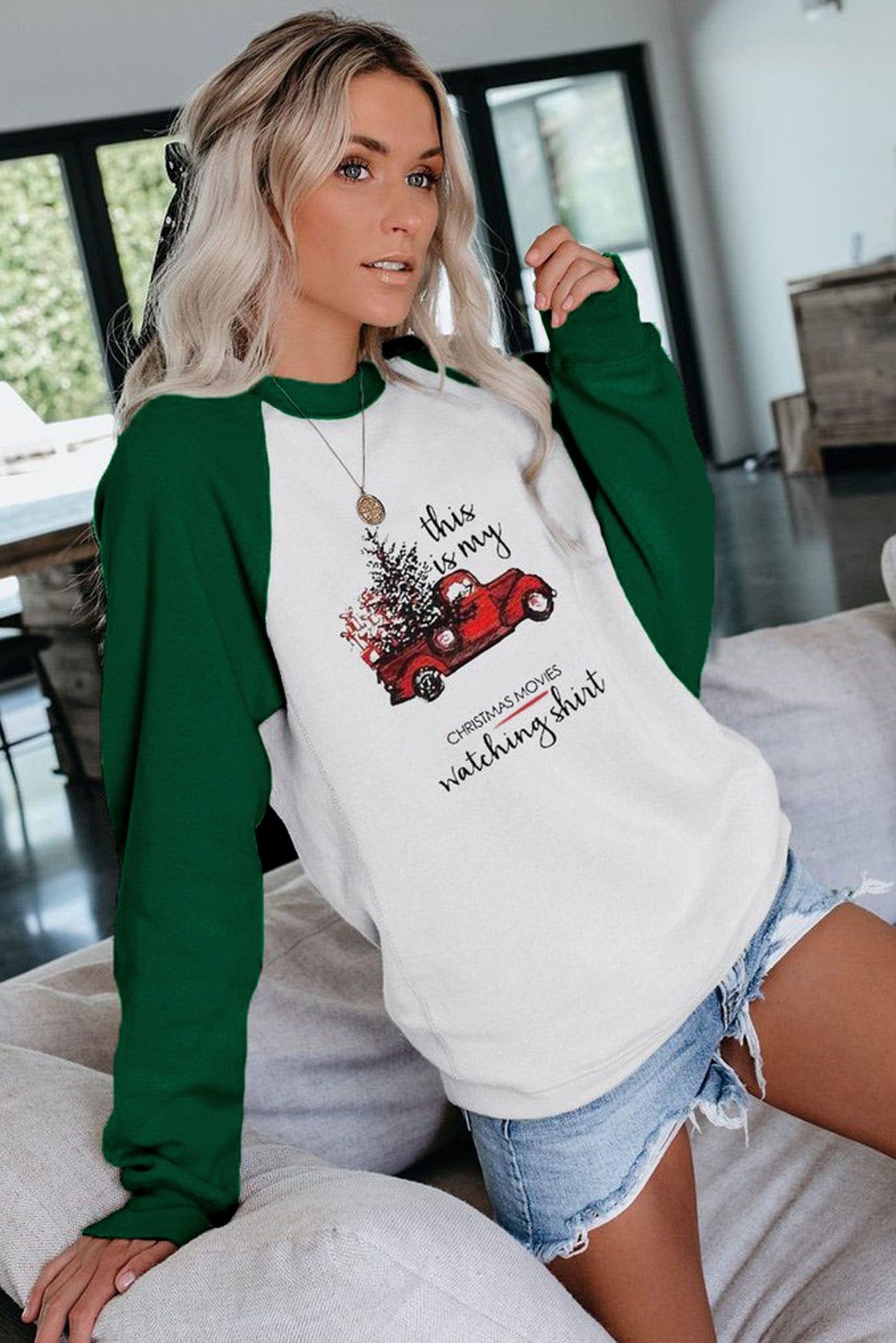 Christmas Printed Loose Sweatshirt