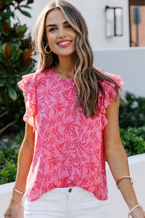 Floral Ruffle Short Sleeve Tee