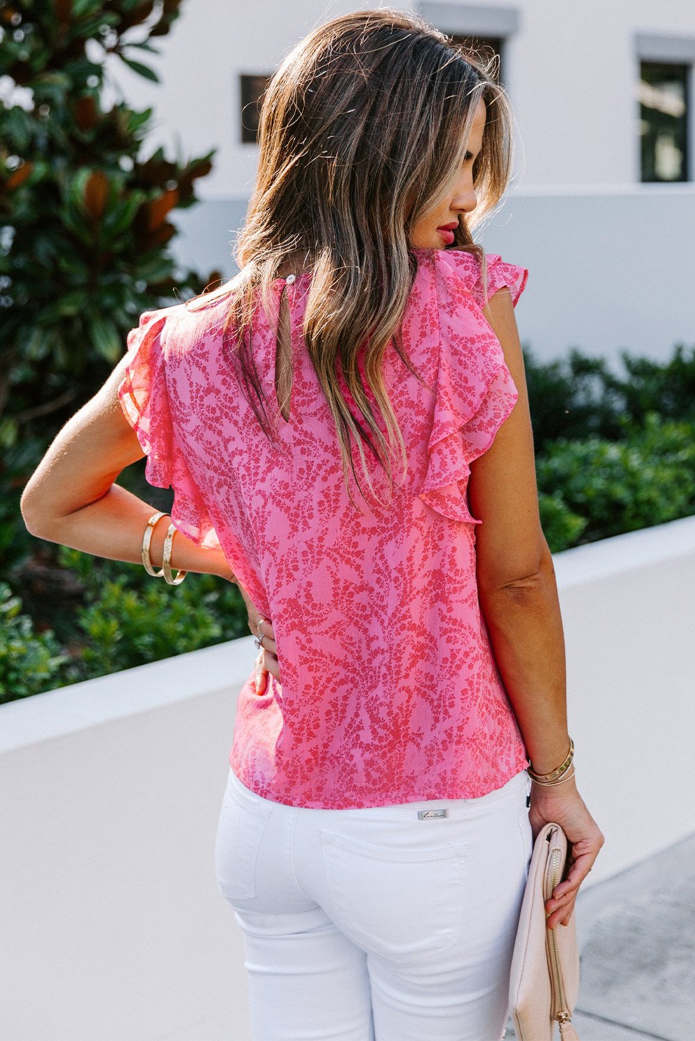 Floral Ruffle Short Sleeve Tee