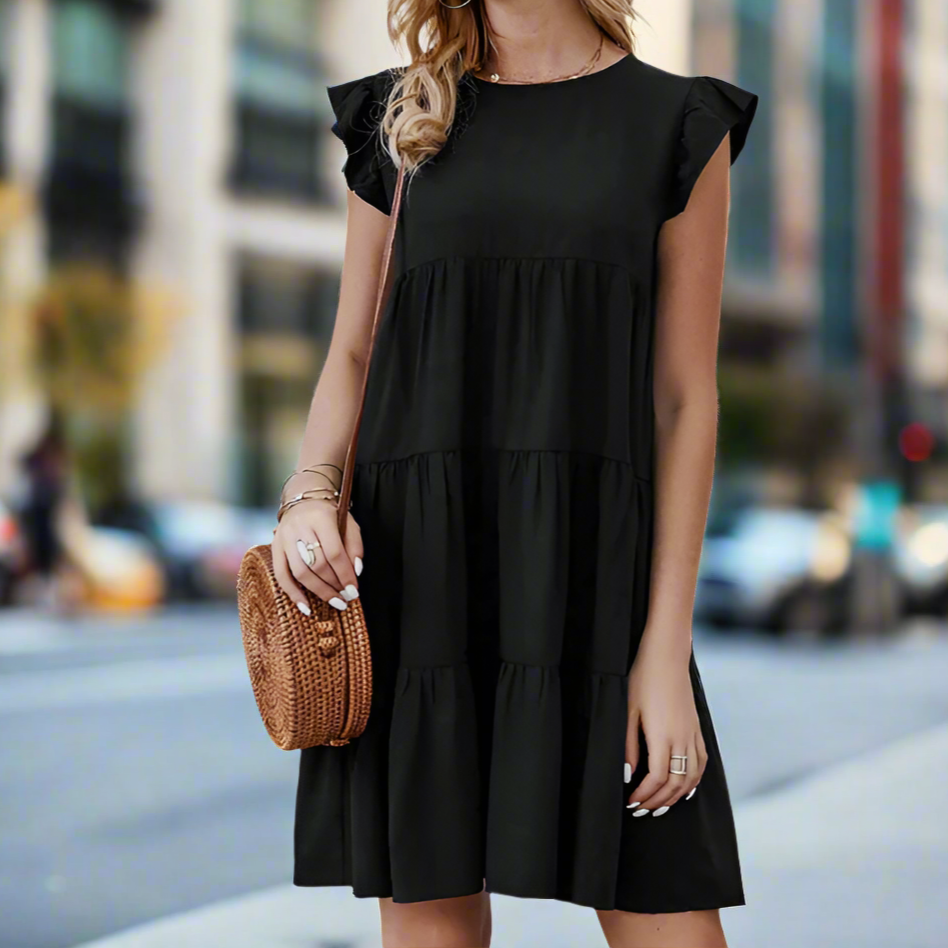 Womens Flowy Dress with Cap Sleeves