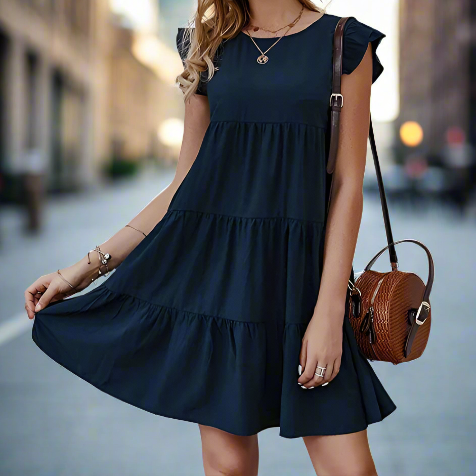 Womens Flowy Dress with Cap Sleeves