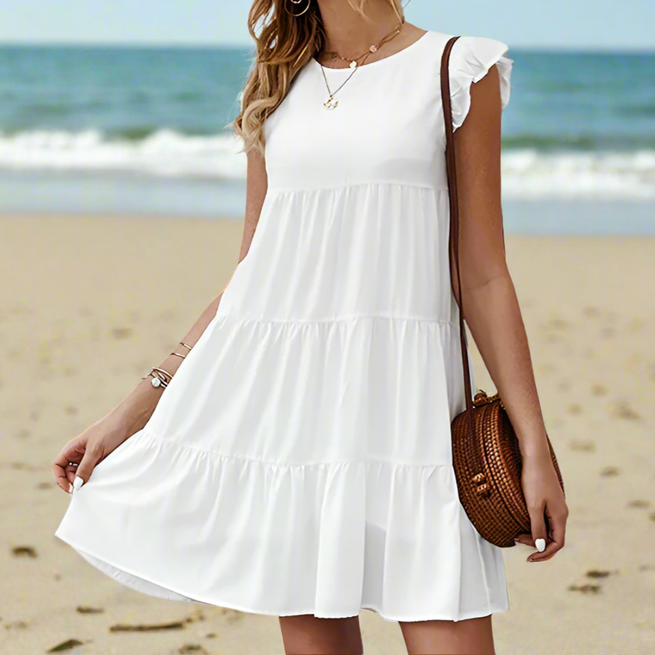 Womens Flowy Dress with Cap Sleeves