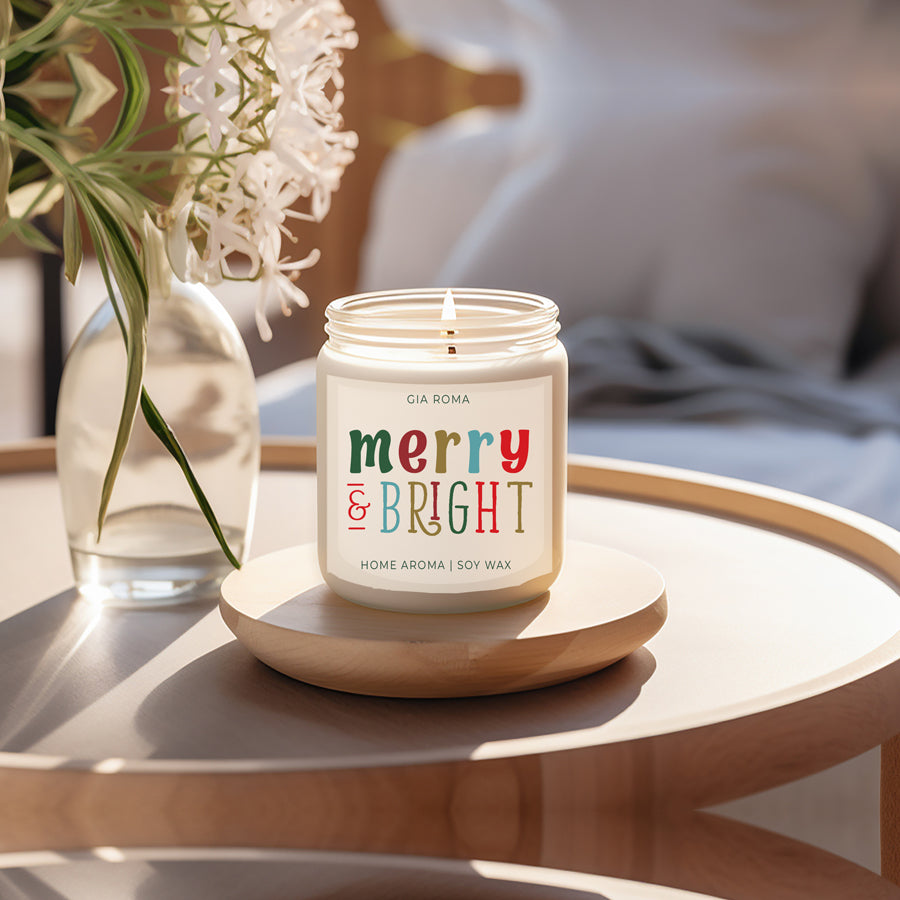 Merry + Bright Christmas Candle