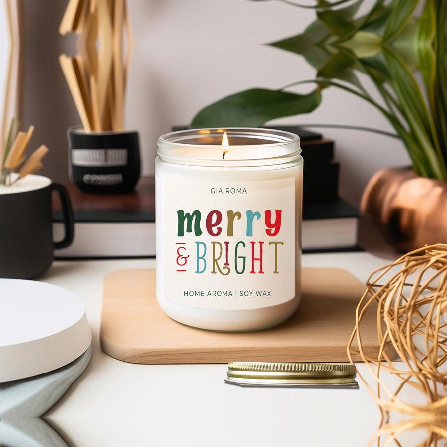 Merry + Bright Christmas Candle