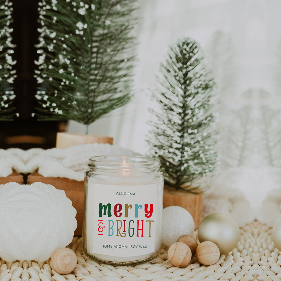 Merry + Bright Christmas Candle