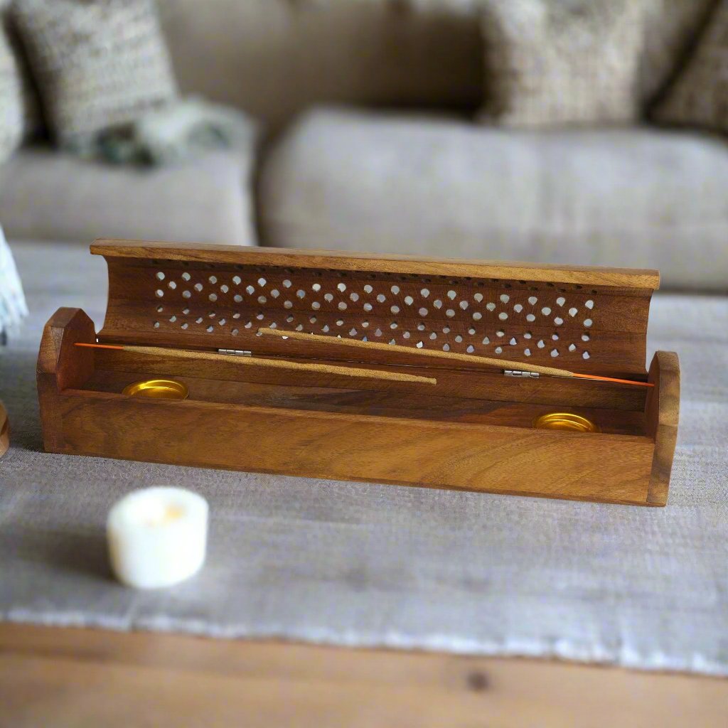 Incense Burner & Storage Wooden Box