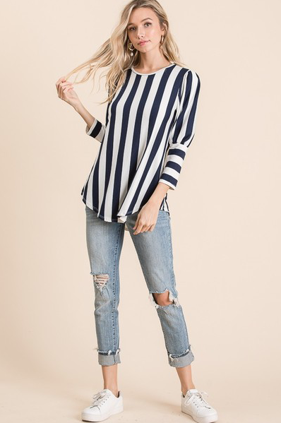 Round Neck Bubble Sleeves Blouse