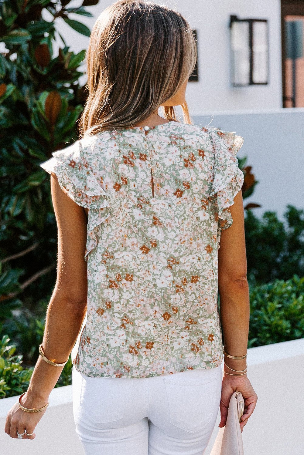 Floral Ruffle Short Sleeve Tee