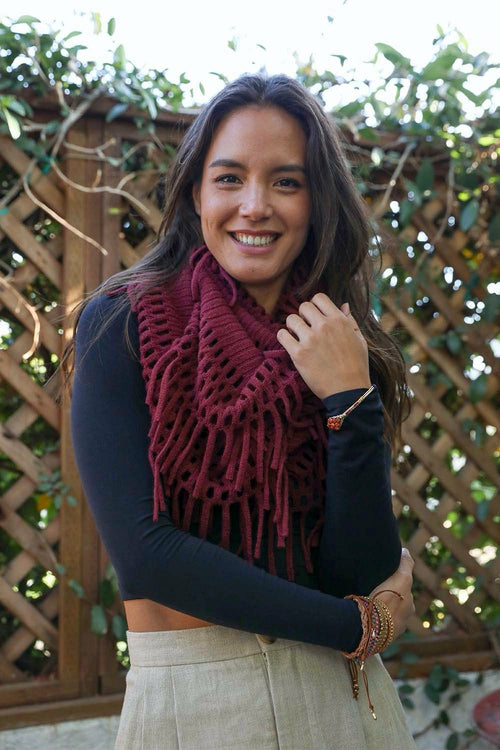 Fuzzy Chenille Tassel Infinity Scarf