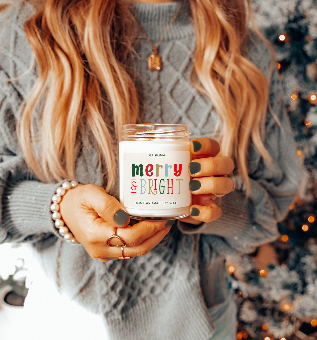 Merry + Bright Christmas Candle