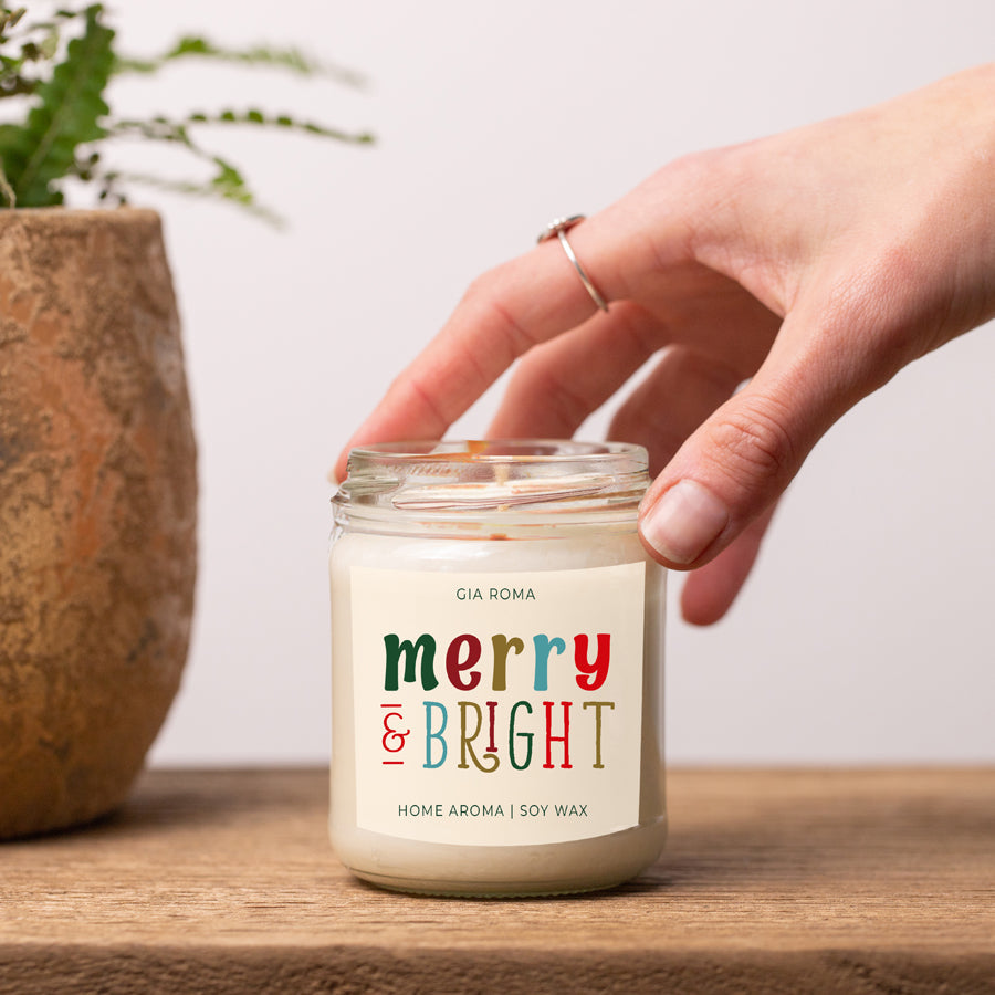 Merry + Bright Christmas Candle