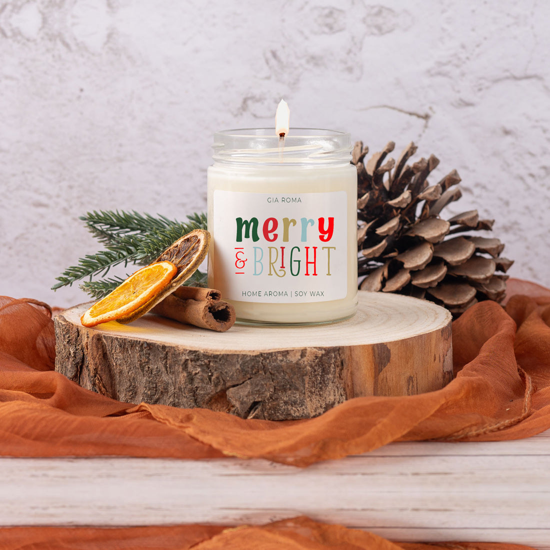 Merry + Bright Christmas Candle