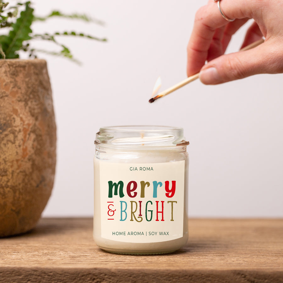 Merry + Bright Christmas Candle