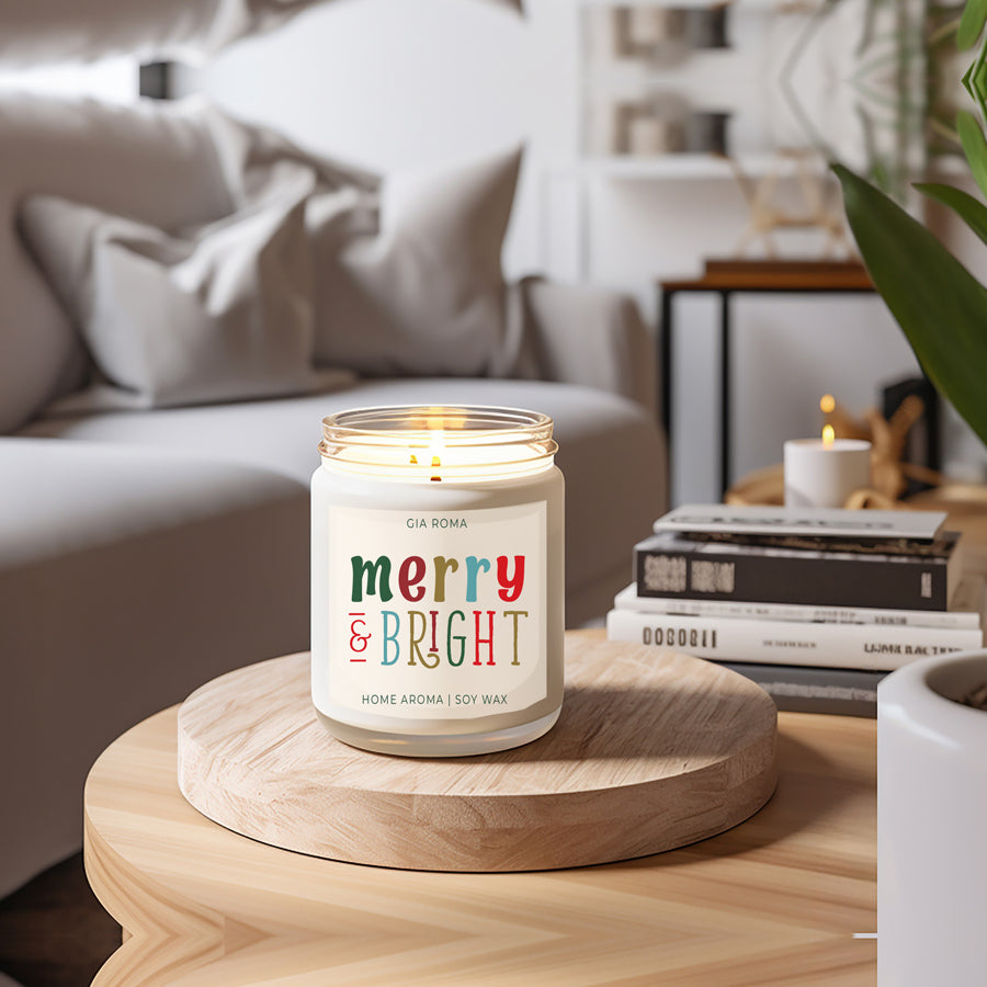 Merry + Bright Christmas Candle