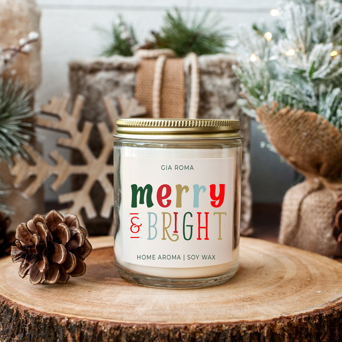 Merry + Bright Christmas Candle